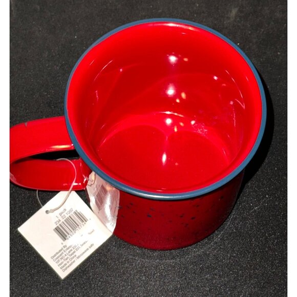Red Speckled Enamel Camping Mug - The World Is Yours To Explore - 12 Oz Dishwash - Picture 5 of 8